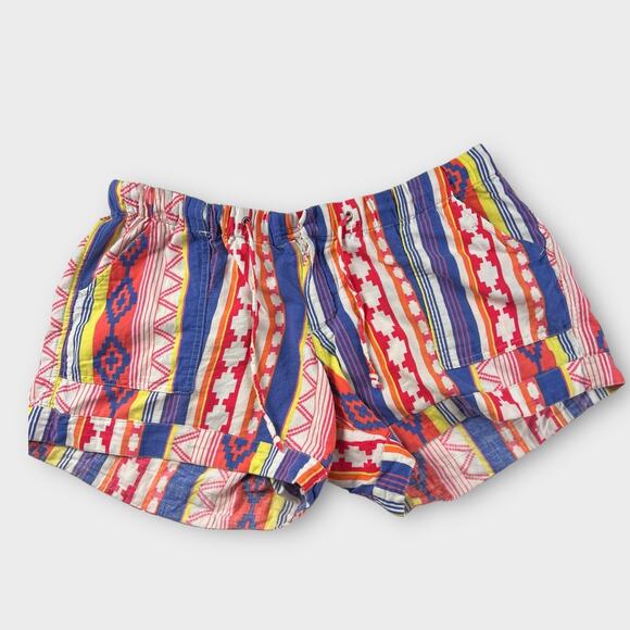 Mossimo Bright Orange Blue Tribal Aztec Shorts Size 7 Boho Western Southwestern - Picture 1 of 8
